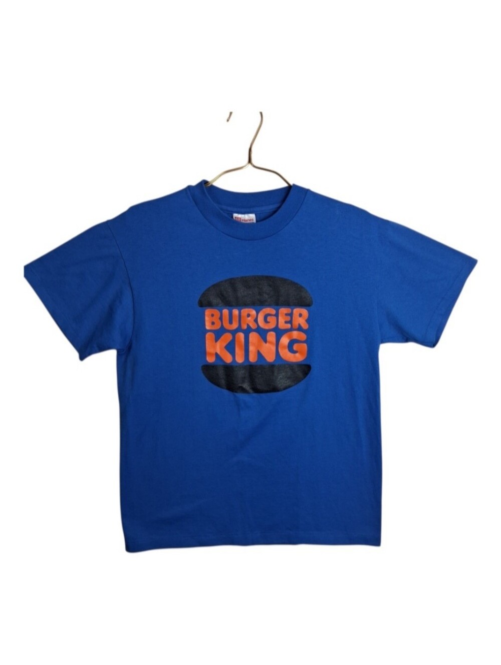 Vintage 90s Burger King Promo T Shirt Hanes Heavyweight Made in USA Medium Blue